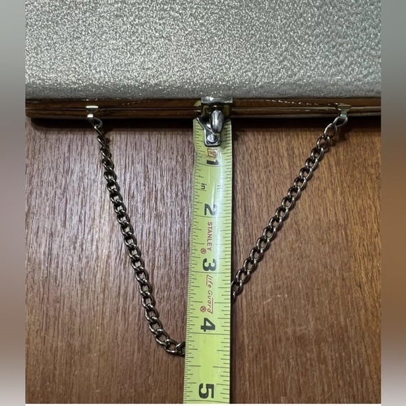 Vintage 50s 60s Handbag Women Small Gold Evening Satchel Clutch Purse Bag Chain - Picture 11 of 12